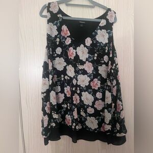 Torrid Black Floral Sleeveless Blouse